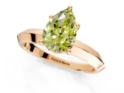 Solitaire Engagement Ring Setting for Fancy Yellow Pear-Shaped Center with Wide Knife Ridge Band and Prong Head in Rose Gold