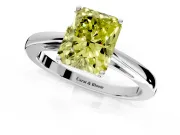 Solitaire Engagement Ring Setting for Fancy Yellow Radiant Cut Center with Open Cathedral Shoulders and Prong Head in Sterling Silver