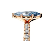 Solitaire Engagement Ring Setting for Fancy Blue Marquise Center with Shared-Prong Accents and Prong Head in Rose Gold