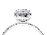 Solitaire Engagement Ring Setting for Radiant Cut Center with Pave Accents and Prong Head in Platinum