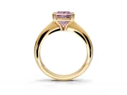 Solitaire Engagement Ring Setting for Fancy Pink Princess Cut Center with Reverse Tapered Band and Prong Head in Yellow Gold