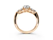 Cluster Engagement Ring Setting for Oval Center with Round Cut Accent Frame and Prong Head in Rose Gold