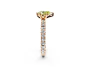 Solitaire Engagement Ring Setting for Fancy Yellow Pear-Shaped Center with Shared-Prong Accents and Prong Head in Rose Gold