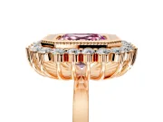 Halo Engagement Ring Setting for Fancy Pink Asscher Cut Center with Milgrain Bezel Rim, Plain Band and Prong Head in Rose Gold