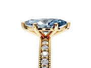 Milgrain Pave Engagement Ring Setting for Fancy Blue Marquise Center with Accent Band and Prong Head in Yellow Gold