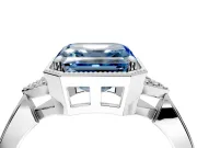 Cluster Engagement Ring Setting for Fancy Blue Asscher Cut Center with Milgrain Shoulder Clusters and Prong Head in Platinum