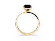 Solitaire Engagement Ring Setting for Fancy Black Radiant Cut Center with Pave Accents and Prong Head in Yellow Gold