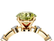Solitaire Engagement Ring Setting for Fancy Yellow Round Cut Center with Bezel Station Band and Prong Head in Yellow Gold