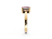 Solitaire Engagement Ring Setting for Fancy Pink Radiant Cut Center with Plain Band and Flat Tab Prong Head in Yellow Gold