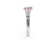 5 Stone Engagement Ring Setting for Fancy Pink Oval Center with Graduated Accents and Prong Head in Platinum