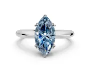 Solitaire Engagement Ring Setting for Fancy Blue Marquise Center with Reverse Tapered Band and Prong Head in Platinum