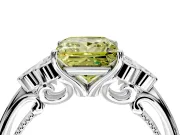 Cluster Engagement Ring Setting for Fancy Yellow Princess Cut Center with Bezel Accent Clusters and Prong Head in Sterling Silver
