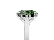 Solitaire Engagement Ring Setting for Fancy Green Oval Center with Tapered Shoulders and Prong Head in Sterling Silver