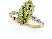 Solitaire Engagement Ring Setting for Fancy Yellow Marquise Center with Micro Pave Band and Prong Head in Yellow Gold