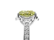 Floral Engagement Ring Setting for Fancy Yellow Radiant Cut Center with Four Accent Clusters and Prong Head in Platinum