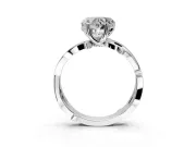 Solitaire Engagement Ring Setting for Heart-Shaped Center with Pave and Plain Crossover Band and Prong Head in Sterling Silver