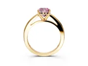 Solitaire Engagement Ring Setting for Fancy Pink Cushion Cut Center with Flat-Sided Plain Band and Prong Head in Yellow Gold