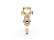 Halo Engagement Ring Setting for Fancy Yellow Radiant Cut Center with Pave Infinity Twist Band and Prong Head in Rose Gold