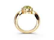 Halo Engagement Ring Setting for Fancy Yellow Round Cut Center with Tapered Plain Band and Prong Head in Yellow Gold