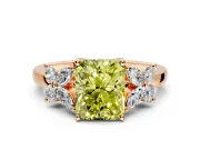 Floral Engagement Ring Setting for Fancy Yellow Radiant Cut Center with Marquise Cluster Shoulders and Prong Head in Rose Gold