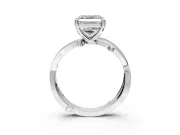 Solitaire Engagement Ring Setting for Asscher Cut Center with Pave and Plain Crossover Band and Prong Head in Sterling Silver