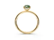Solitaire Engagement Ring Setting for Fancy Green Pear-Shaped Center with Plain Band, Open Basket and Prong Head in Yellow Gold