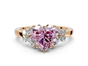 Solitaire Engagement Ring Setting for Fancy Pink Heart-Shaped Center with Marquise Flower Shoulders and Prong Head in Rose Gold