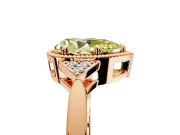 Cluster Engagement Ring Setting for Fancy Yellow Pear-Shaped Center with Milgrain Shoulder Clusters and Prong Head in Rose Gold