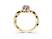 Solitaire Engagement Ring Setting for Fancy Pink Cushion Cut Center with Twisted Pave Band and Prong Head in Yellow Gold