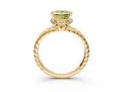 Halo Engagement Ring Setting for Fancy Yellow Princess Cut Center with Rope Twist Split Shank and Prong Head in Yellow Gold