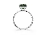 Solitaire Engagement Ring Setting for Fancy Green Princess Cut Center with Plain Twisted Rope Band and Prong Head in Platinum