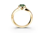 Bezel Engagement Ring Setting for Fancy Green Cushion Cut Center with Wide Channel-Set Band and Bezel Head in Yellow Gold