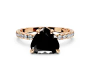 Solitaire Engagement Ring Setting for Fancy Black Heart-Shaped Center with Fine Pave Narrow Band and Prong Head in Rose Gold