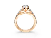 Solitaire Engagement Ring Setting for Marquise Center with Graduated Shared Prongs and Prong Head in Rose Gold