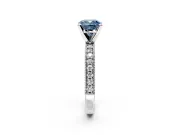 Milgrain Pave Engagement Ring Setting for Fancy Blue Cushion Cut Center with Accent Band and Prong Head in Platinum