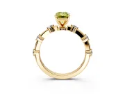 Solitaire Engagement Ring Setting for Fancy Yellow Emerald Cut Center with Bezel Station Band and Prong Head in Yellow Gold