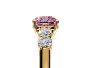 5 Stone Engagement Ring Setting for Fancy Pink Cushion Cut Center with Equal Close-Set Accents and Prong Head in Yellow Gold