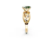 Solitaire Engagement Ring Setting for Fancy Green Oval Center with Criss-Cross Accent Band and Prong Head in Yellow Gold