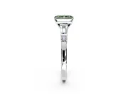 Bar-Set Engagement Ring Setting for Fancy Green Radiant Cut Center with Tapered Baguette Accents and Prong Head in Sterling Silver