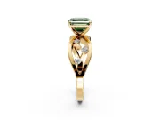 Solitaire Engagement Ring Setting for Fancy Green Asscher Cut Center with Criss-Cross Accent Band and Prong Head in Yellow Gold
