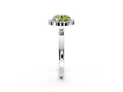 Halo Engagement Ring Setting for Fancy Yellow Round Cut Center with Thin Plain Band and Prong Head in Sterling Silver