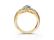 Cluster Engagement Ring Setting for Fancy Blue Pear-Shaped Center with Round Cut Accent Frame and Prong Head in Yellow Gold