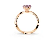 Side Accent Engagement Ring Setting for Fancy Pink Heart-Shaped Center with Accent Shoulders and Prong Head in Rose Gold