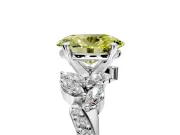 Solitaire Engagement Ring Setting for Fancy Yellow Oval Center with Marquise Accent Twist Band and Prong Head in White Gold