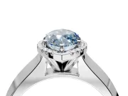 Halo Engagement Ring Setting for Fancy Blue Marquise Center with Knife Ridge Cathedral Band and Prong Head in Platinum