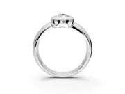 Solitaire Engagement Ring Setting for Pear-Shaped Center with Wide Band and Bezel Head in Sterling Silver