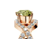 Halo Engagement Ring Setting for Fancy Yellow Heart-Shaped Center with Pave Infinity Twist Band and Prong Head in Rose Gold