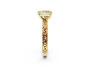 Solitaire Engagement Ring Setting for Fancy Yellow Radiant Cut Center with Scrollwork Band and Prong Head in Yellow Gold