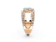 Solitaire Engagement Ring Setting for Pear-Shaped Center with Wide-Open Split Shank and Prong Head in Rose Gold