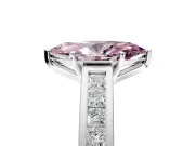 Solitaire Engagement Ring Setting for Fancy Pink Marquise Center with Princess Cut Channel Band and Prong Head in Sterling Silver
